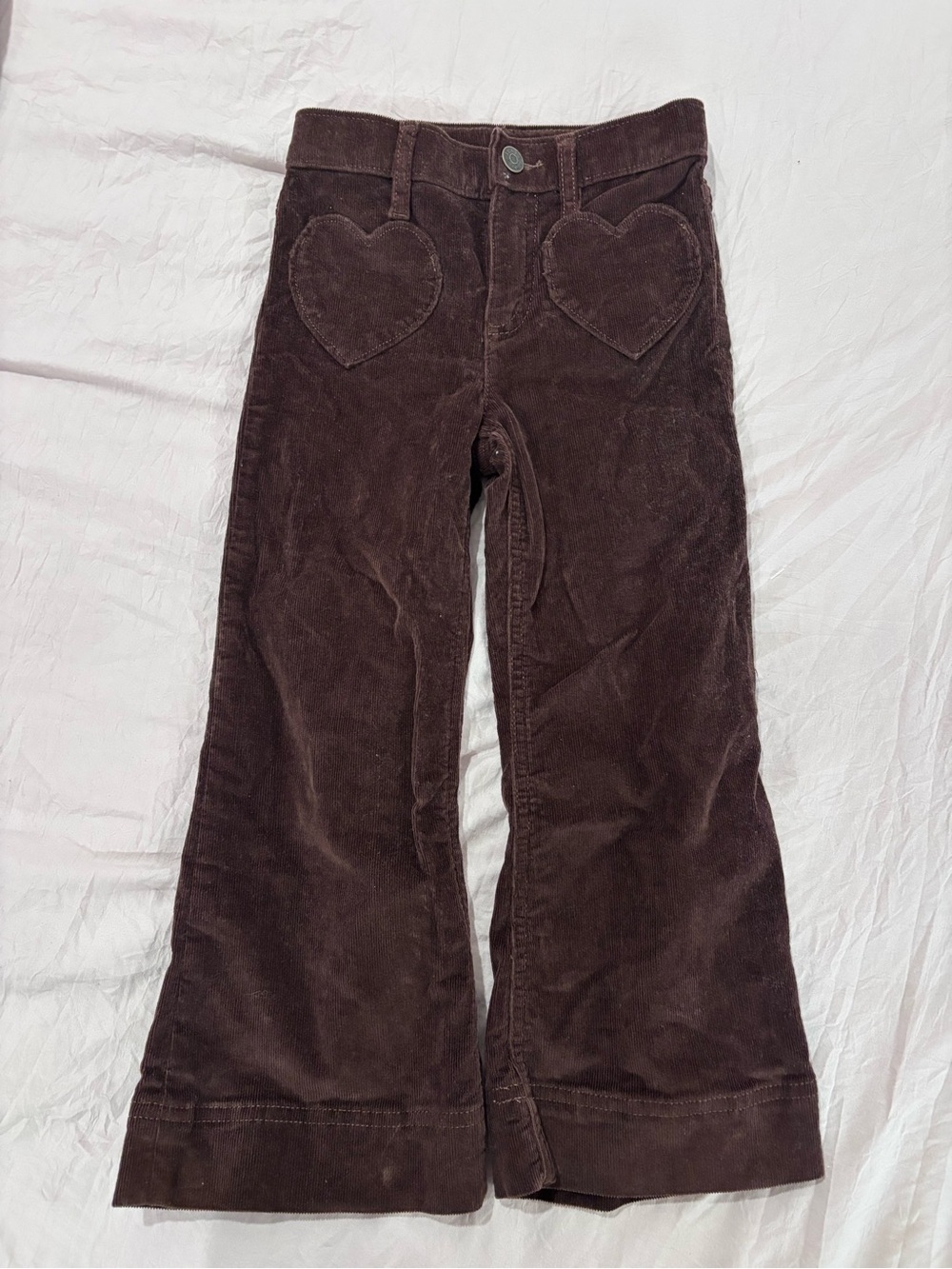 Crewcuts Dark Brown Corduroy Flared Pants with Heart Pockets
